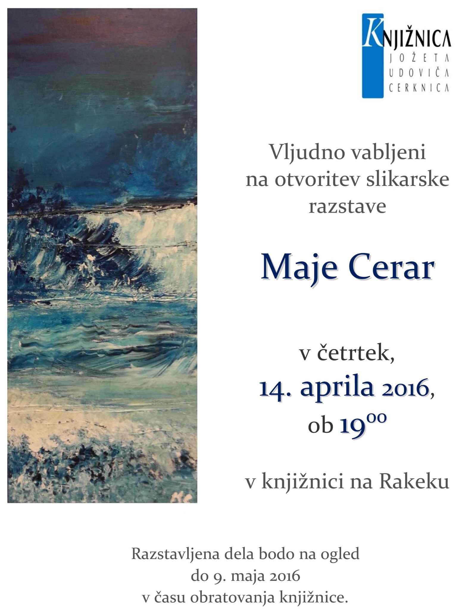 vabilo cover - Maja Cerar - otvoritev slikarske razstave