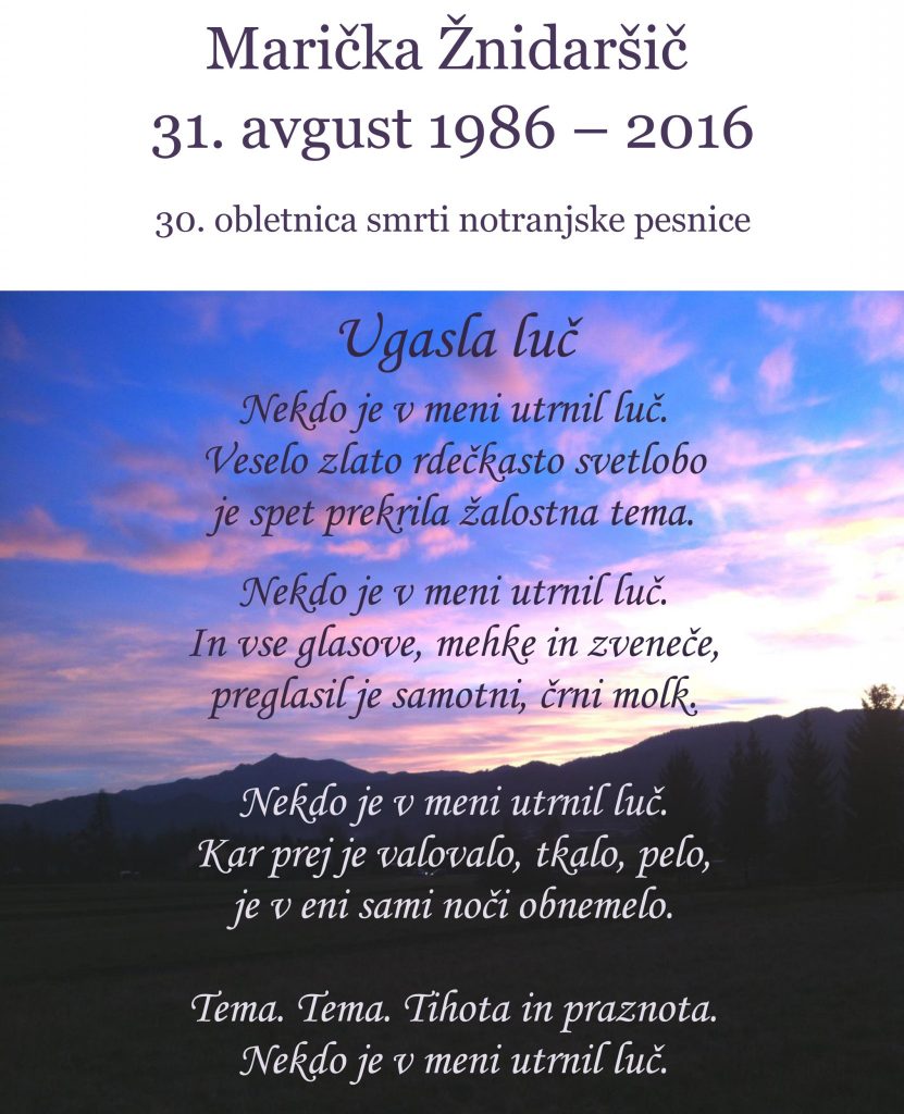 razstava 1 831x1024 - 30. obletnica smrti notranjske pesnice Maričke Žnidaršič