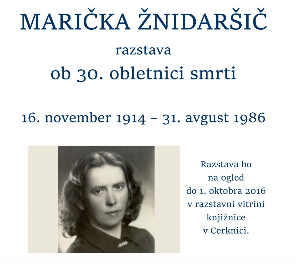 MARIČKA ŽNIDARŠIČ 1024x914 - Marička Žnidaršič – razstava ob 30. obletnici smrti