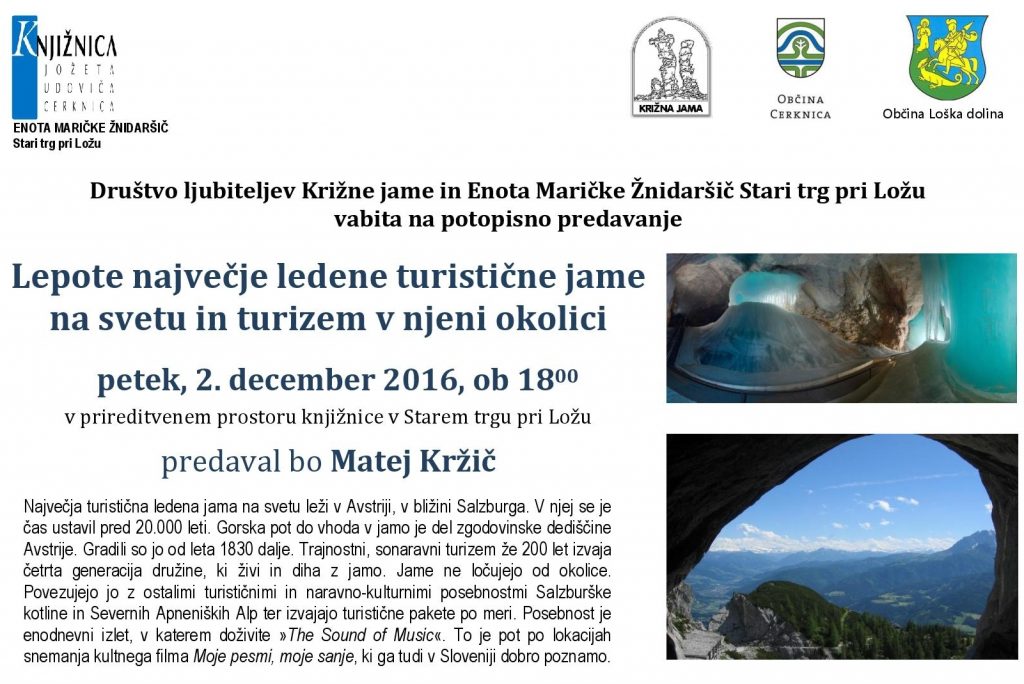 vabilo page 001 1 1024x684 - Matej Kržič: Lepote največje ledene turistične jame na svetu in turizem v njeni okolici