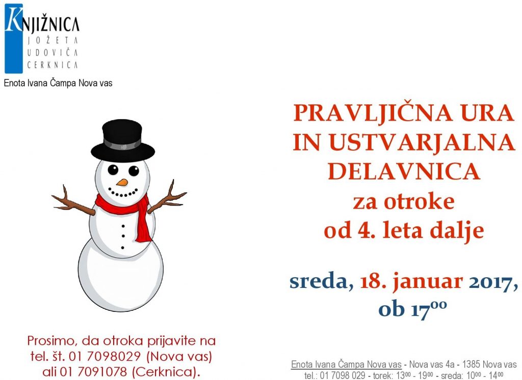 nv pravljicna jan 2017 page 001 1024x747 - Pravljična ura in ustvarjalna delavnica za otroke od 4. leta dalje