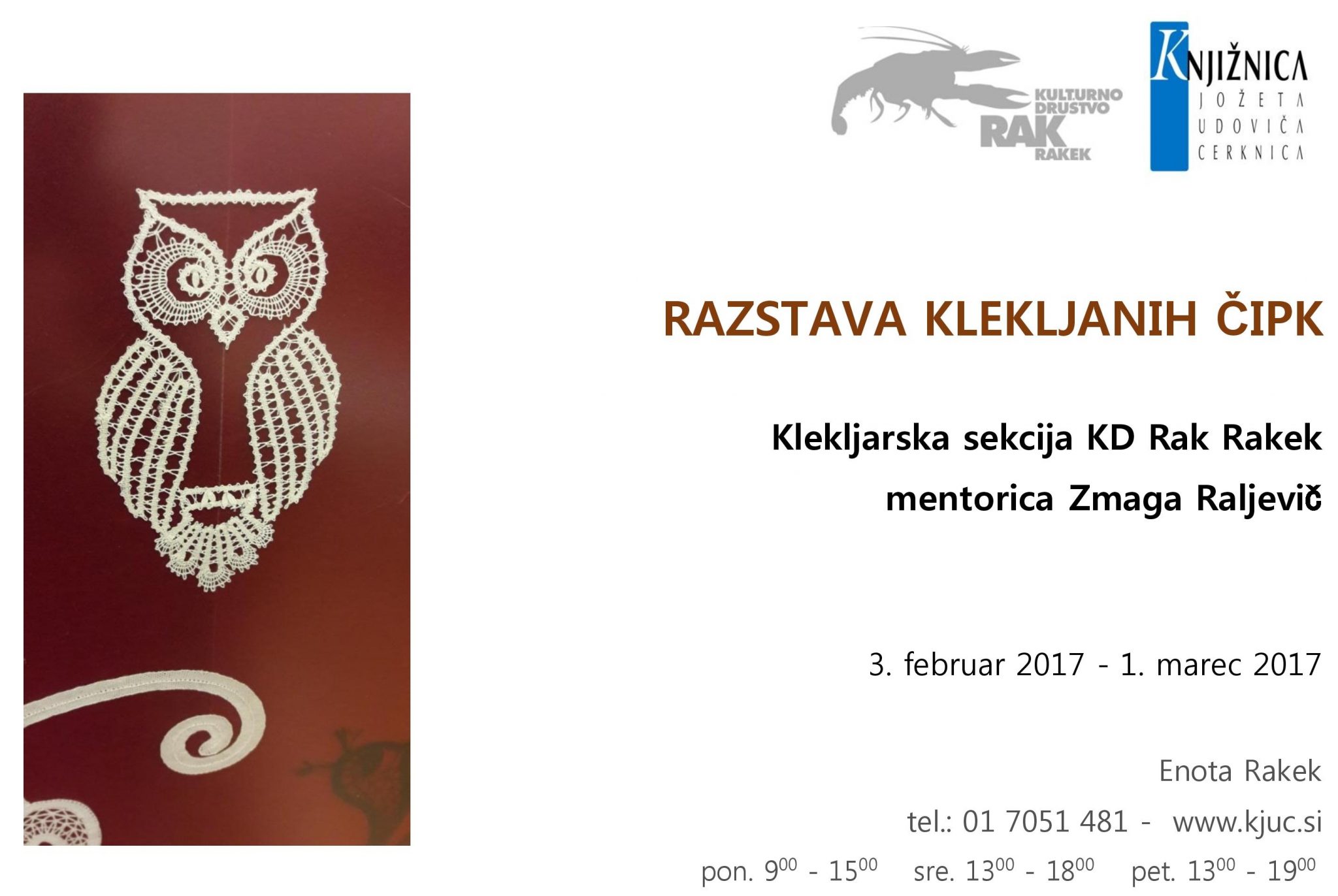 cover 4 - Klekljarska sekcija KD Rak Rakek: razstava klekljanih čipk