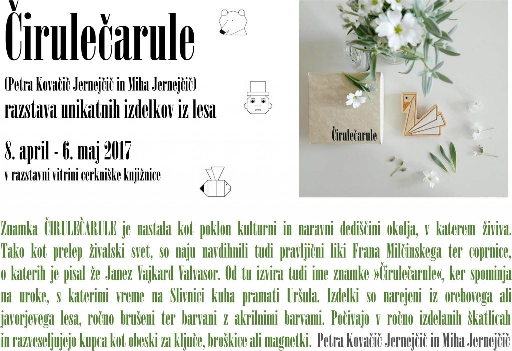 Čirulečarule veliko vabilo 1 1024x703 - Čirulečarule - razstava unikatnih izdelkov iz lesa