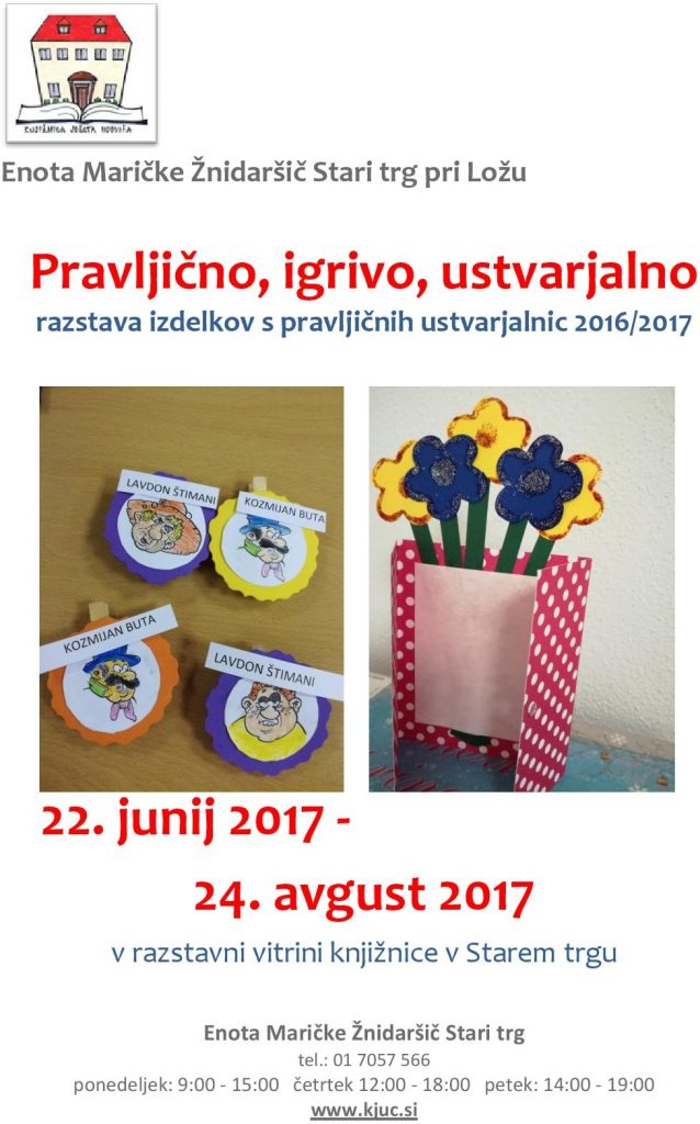 STpravljične ure razstava vitrina page 001 638x1024 - Pravljično, igrivo, ustvarjalno - razstava izdelkov s pravljičnih ustvarjalnic 2016/2017