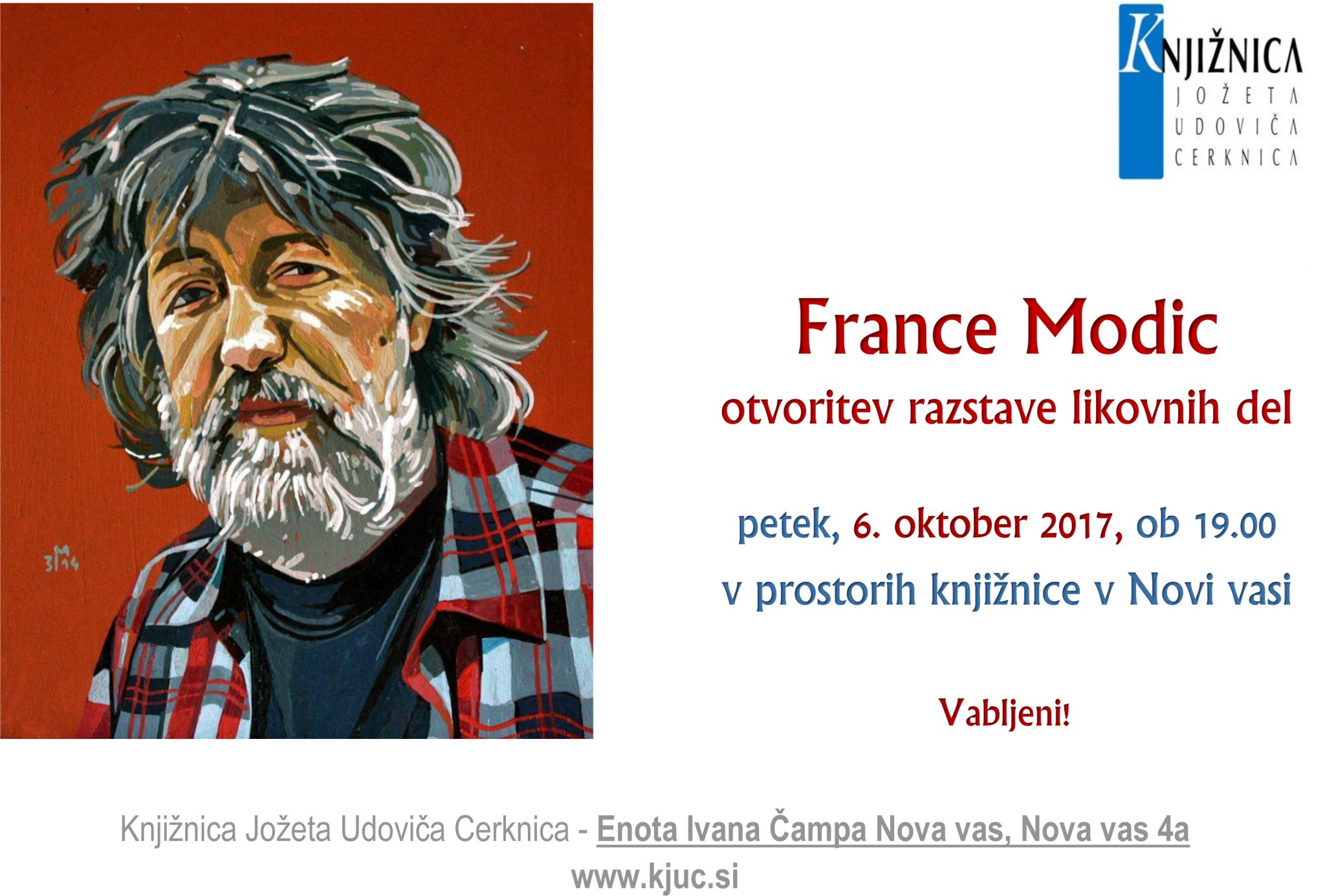 Franc Modic vabilo 2 - France Modic - otvoritev razstave likovnih del