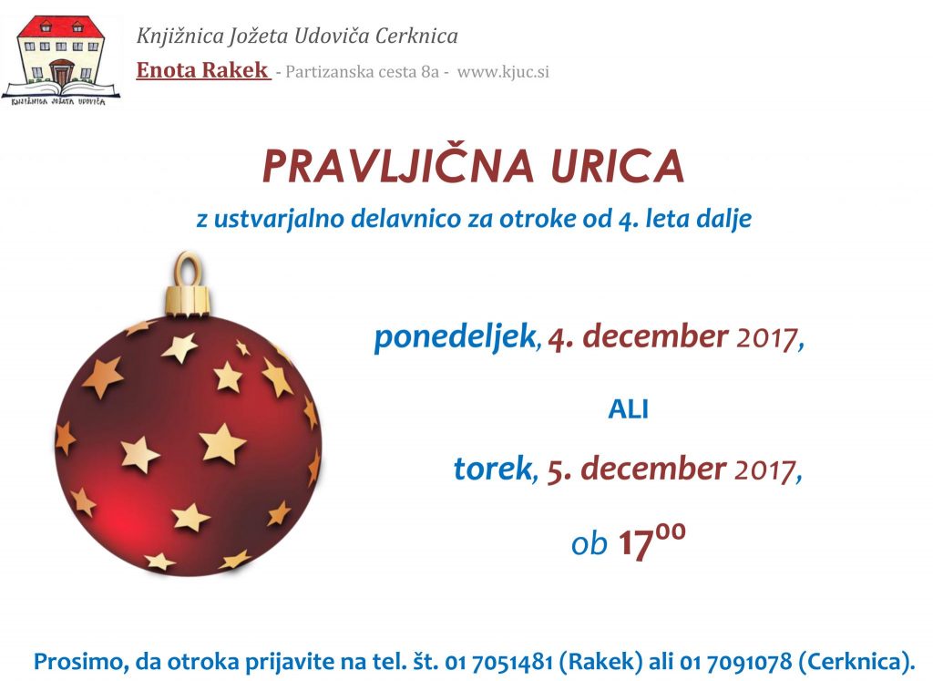 vabilo dec 1024x747 - Pravljična urica z ustvarjalno delavnico za otroke od 4. leta dalje