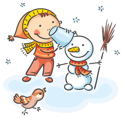 Happy winter children cartoon vector 03 - Dogodki
