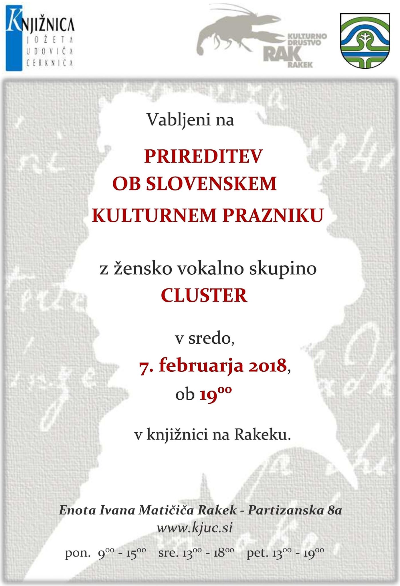 cover 14 - Prireditev ob slovenskem kulturnem prazniku z vokalno skupino Cluster