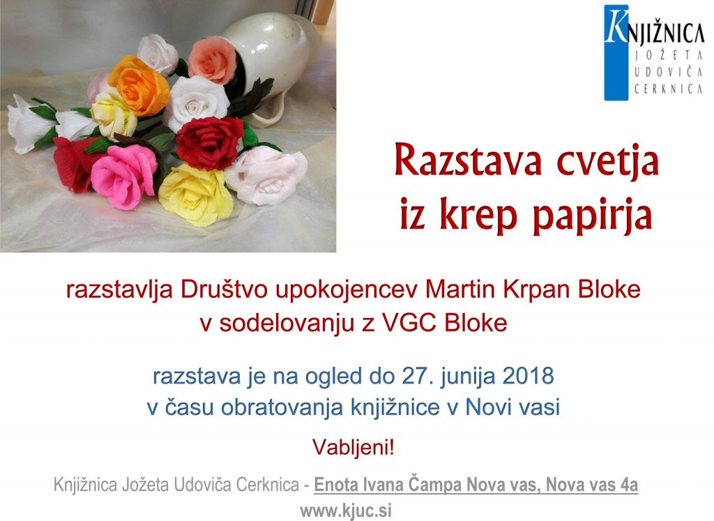 Cvetje krep 1024x747 - Razstava cvetja iz krep papirja