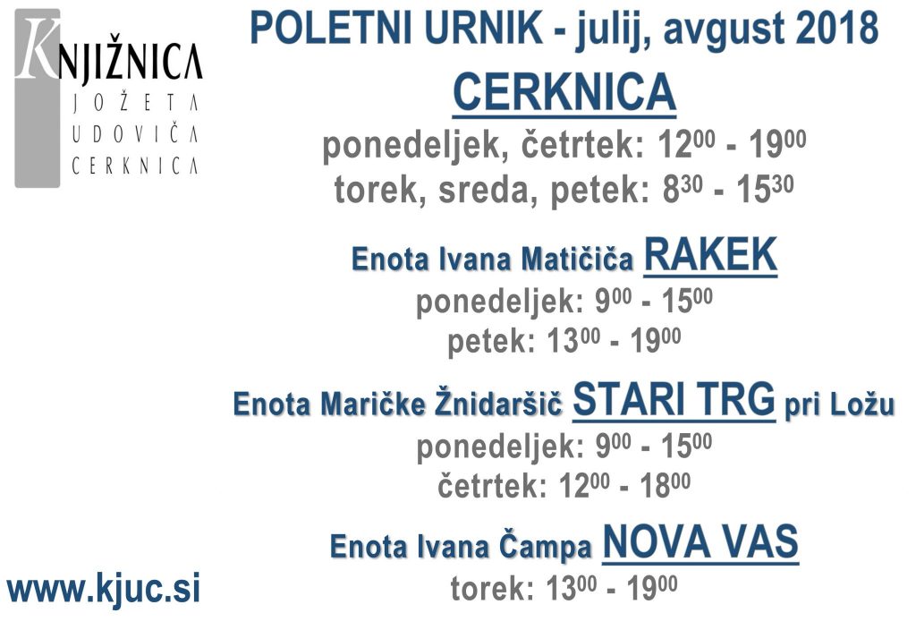 POLETNI URNIK 1 1024x704 - Poletni urnik julij avgust 2018