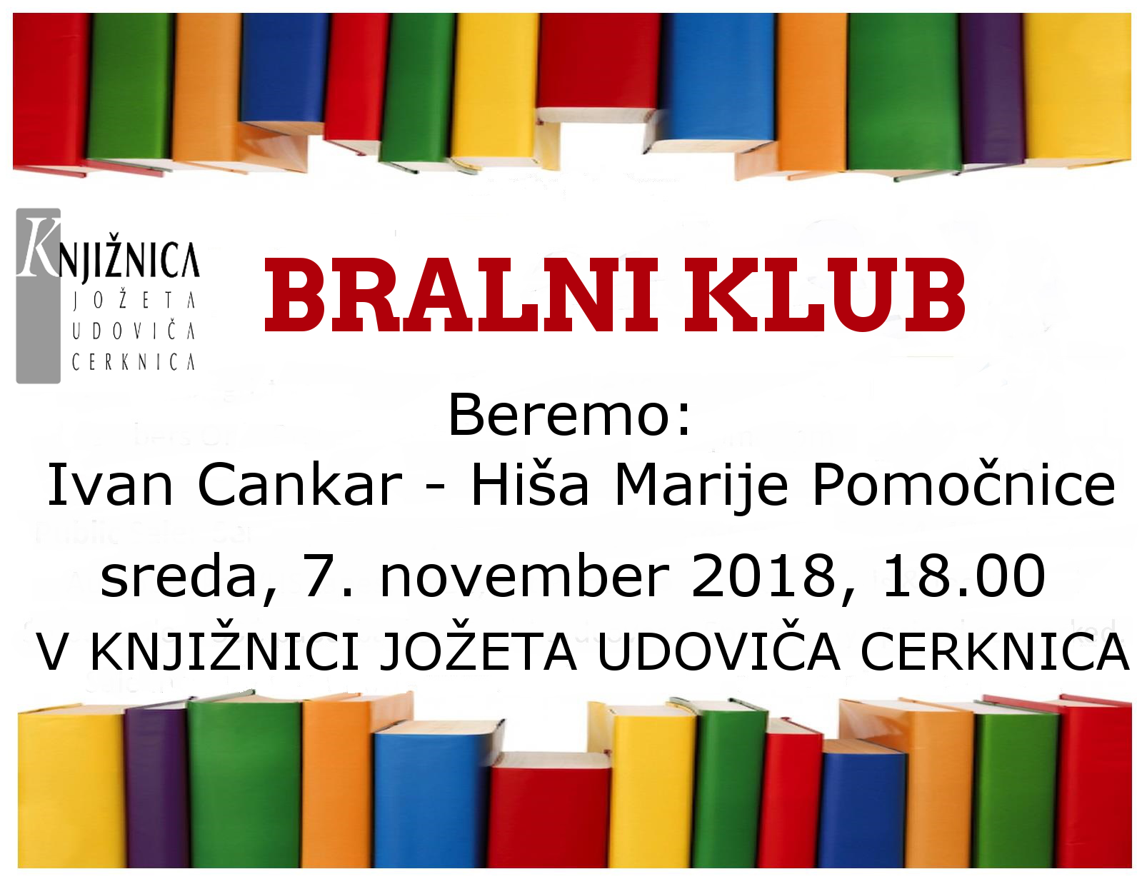 vabilo 3sestanek - Bralni klub: Ivan Cankar - Hiša Marije Pomočnice