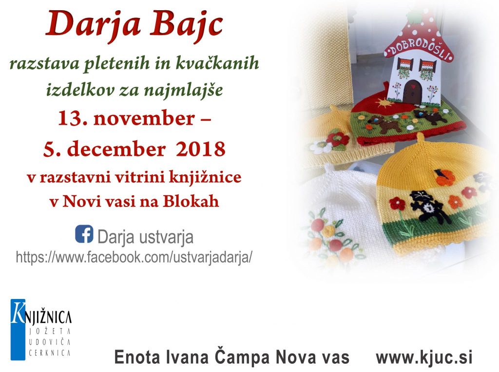 Darja Bajc 1024x764 - Darja Bajc - razstava pletenih in kvačkanih izdelkov za najmlajše