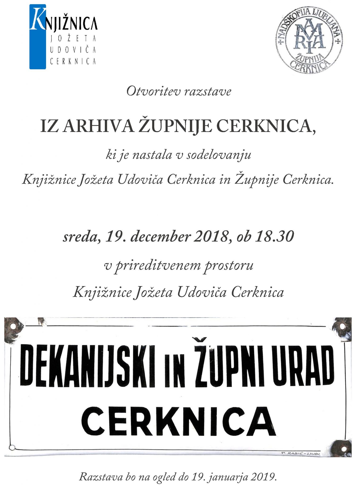 cover 1 - Iz arhiva župnije Cerknica - razstava
