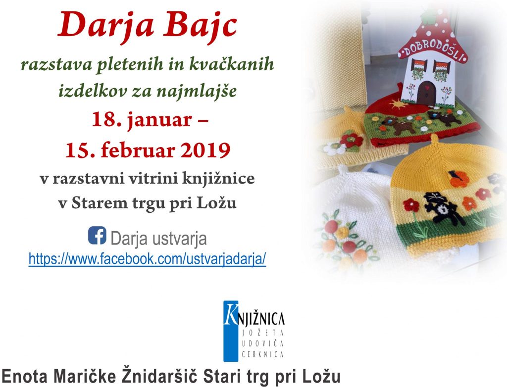 Darja Bajc 1 1024x782 - Darja Bajc - razstava pletenih in kvačkanih izdelkov za najmlajše