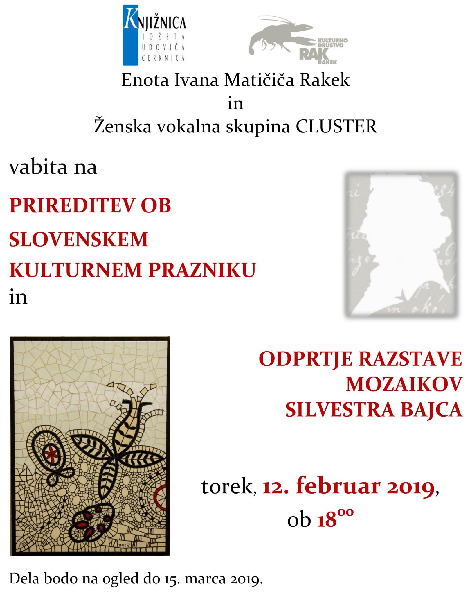 cover 4 - Prireditev ob slovenskem kulturnem prazniku in odprtje razstave mozaikov Silvestra Bajca