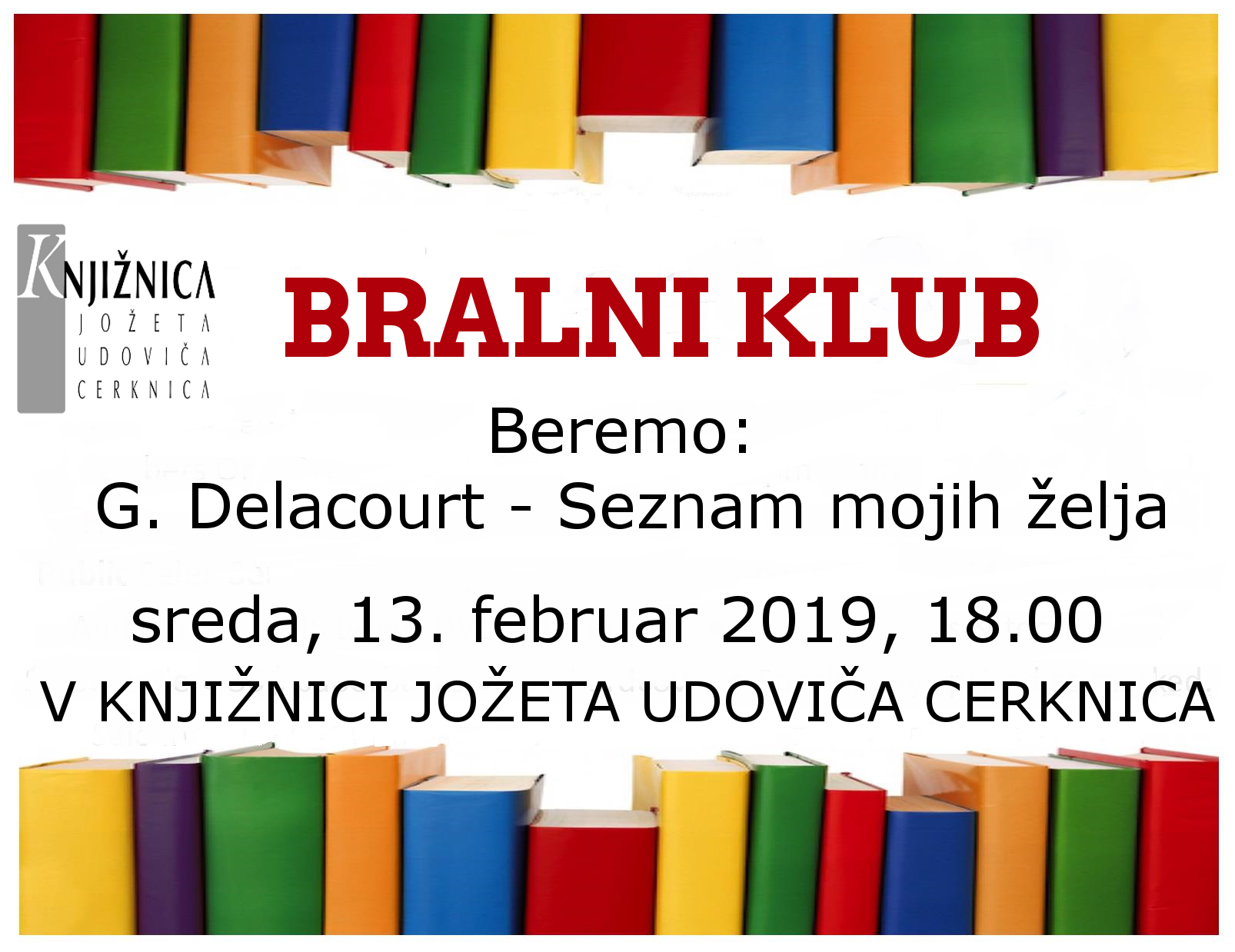 vabilo 6sestanek - Bralni klub: G. Delacourt - Seznam mojih želja