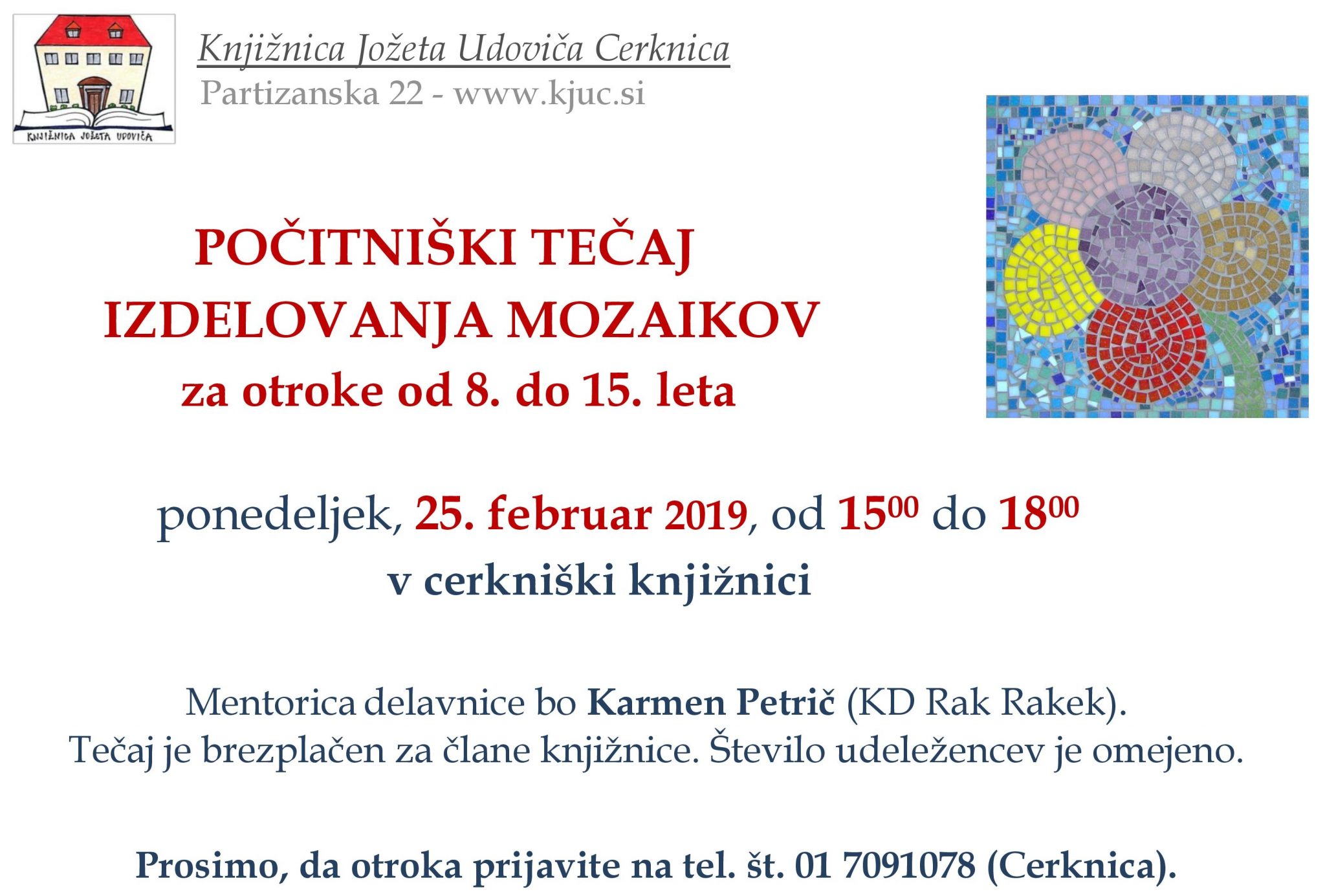 cover 2 - Počitniški tečaj izdelovanja mozaikov za otroke od 8. do 15. leta - Cerknica