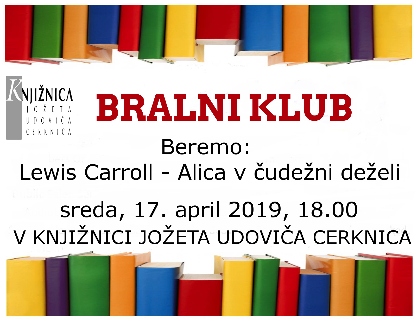 vabilo 8sestanek - Bralni klub: Lewis Carroll - Alica v čudežni deželi