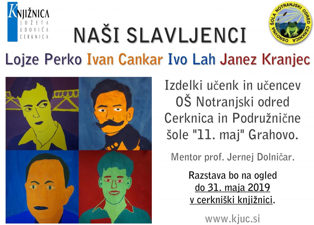 vabilo 2 1024x732 - Naši slavljenci - L. Perko, I. Cankar, I. Lah, J. Kranjec - Izdelki učenk in učencev OŠ Notranjski odred Cerknica in Podružnične šole "11. maj" Grahovo