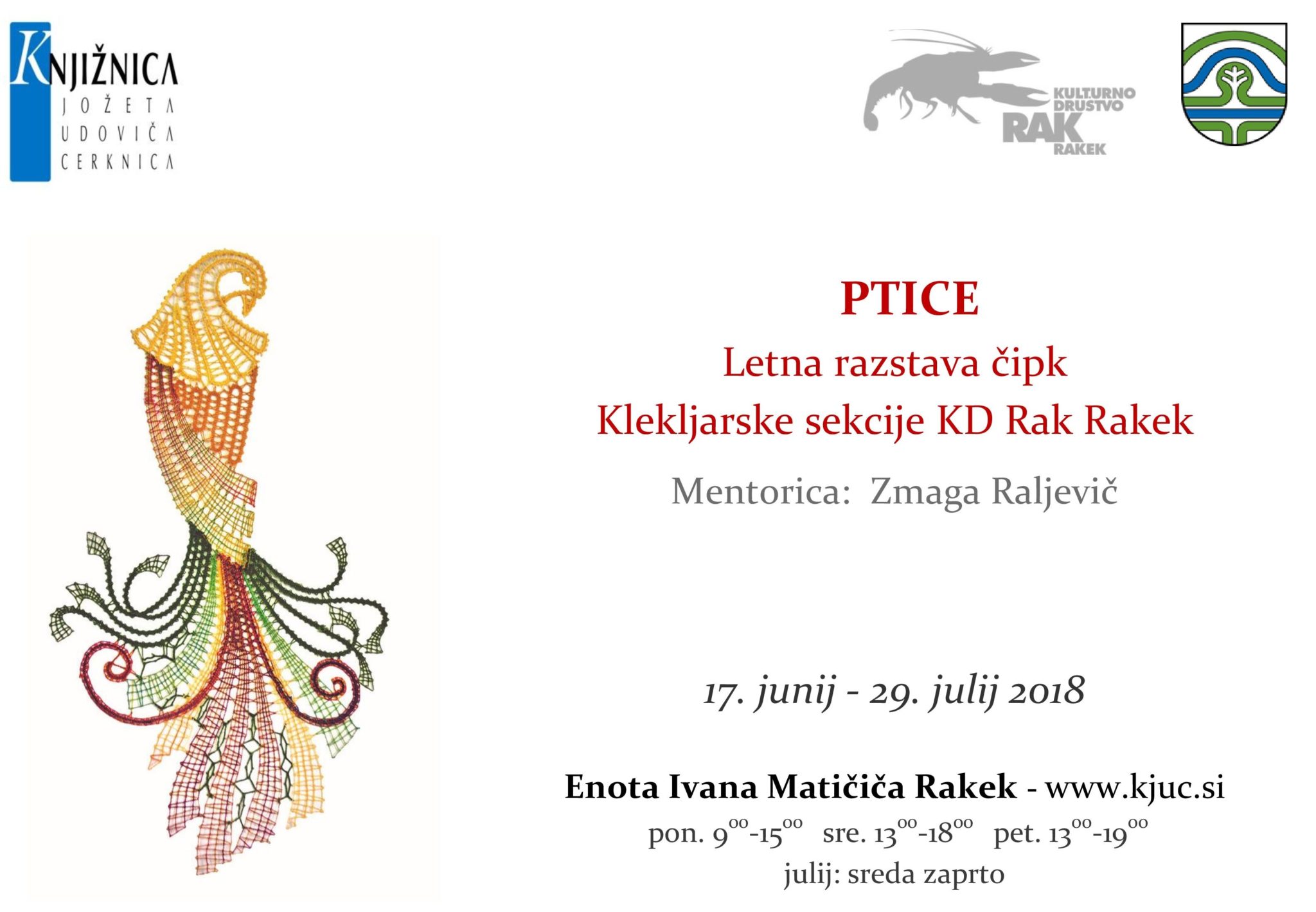 cover 4 - Ptice - letna razstava čipk Klekljarske sekcije KD Rak Rakek