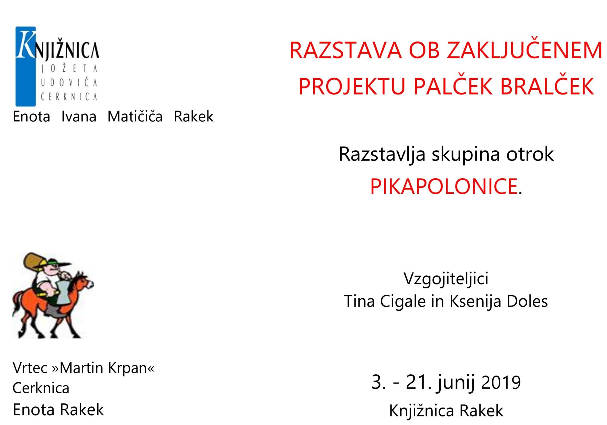 cover - Razstava ob zaključenem projektu Palček Bralček