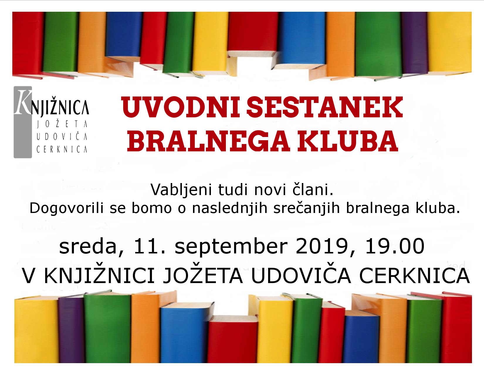 01september - Uvodni sestanek bralnega kluba