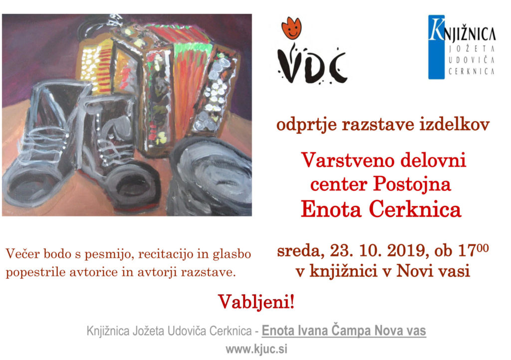 VDC vabilo oo 1024x722 - Odprtje razstave izdelkov - VDC Postojna- Enota Cerknica