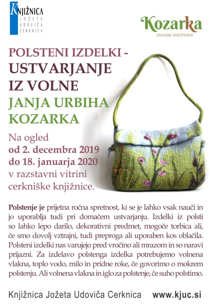 Polsteni izdelki 715x1024 - Janja Urbiha Kozarka - Ustvarjanje iz volne - razstava polstenih izdelkov
