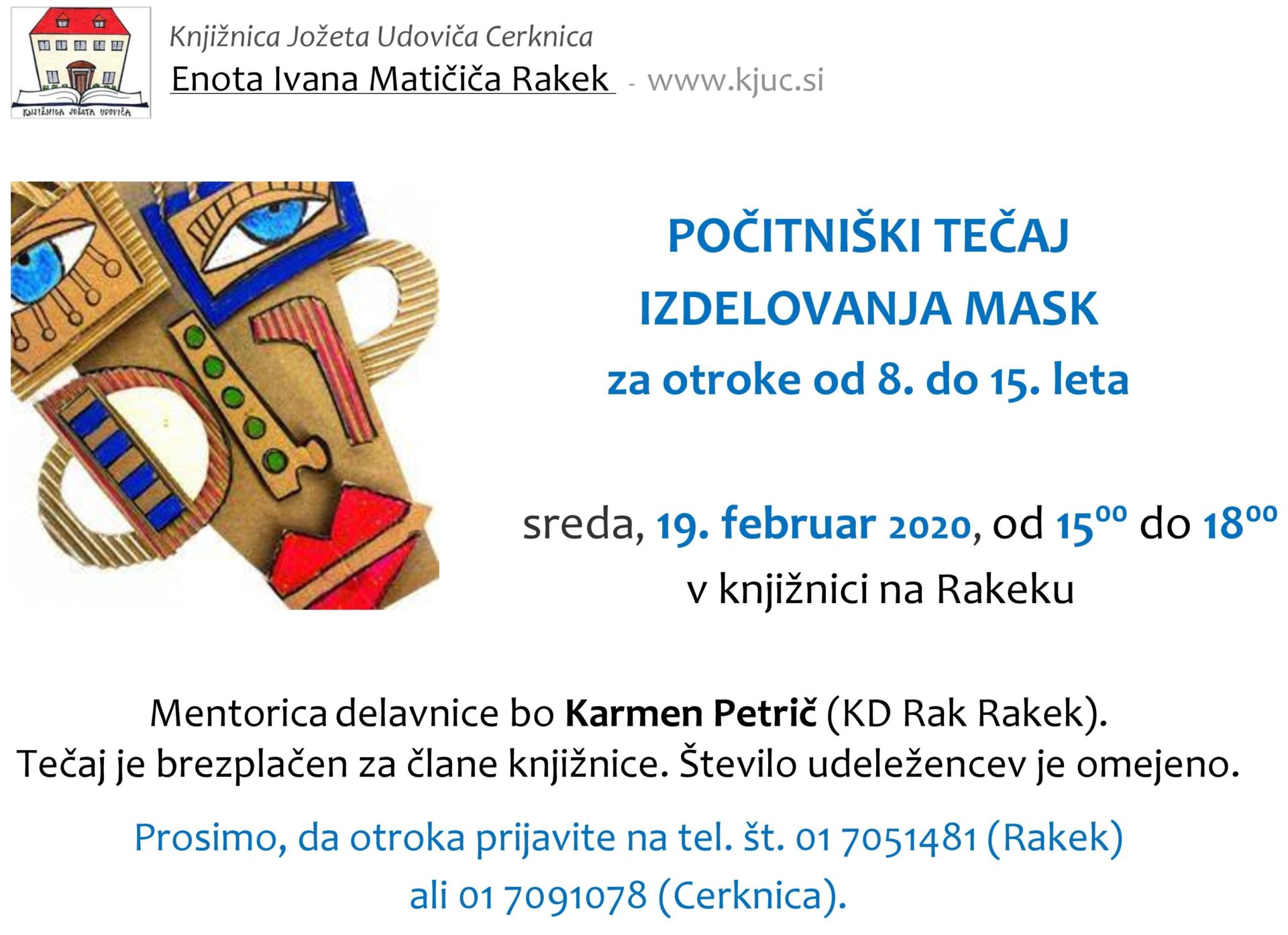 cover 6 - Počitniški tečaj izdelovanja mask - Rakek