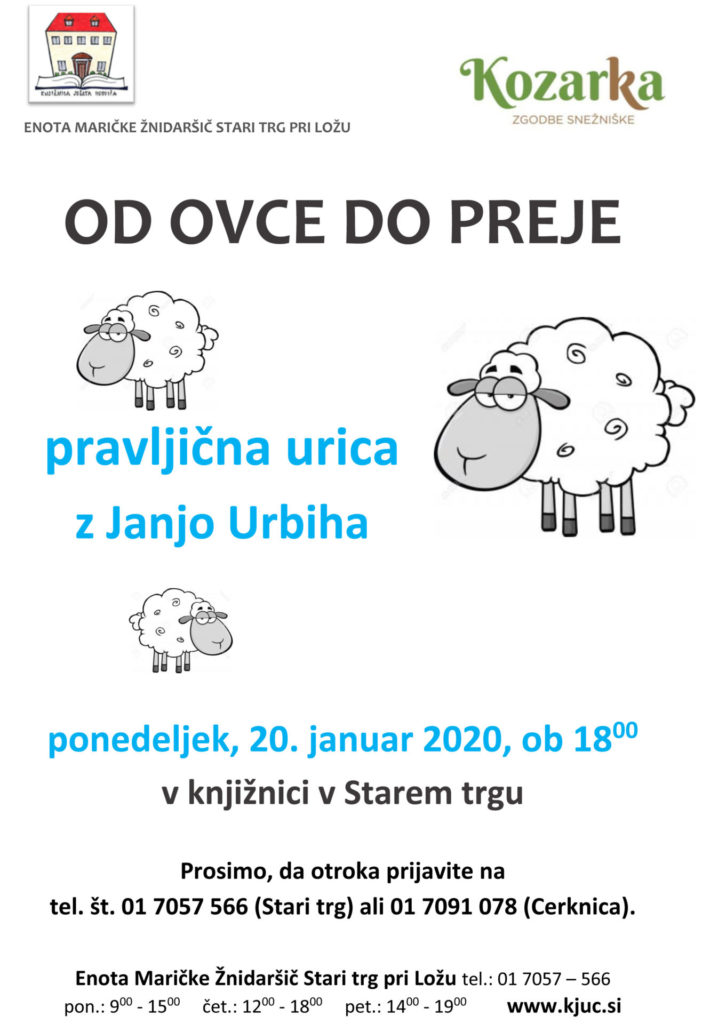 vabilo ST jan 2020 718x1024 - Od ovce do preje - pravljična urica z Janjo Urbiha