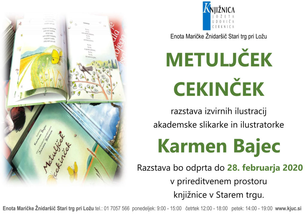Metuljček cekinček razstava 1024x726 - Karmen Bajec: Metuljček cekinček - razstava izvirnih ilustracij akademske slikarke in ilustratorke