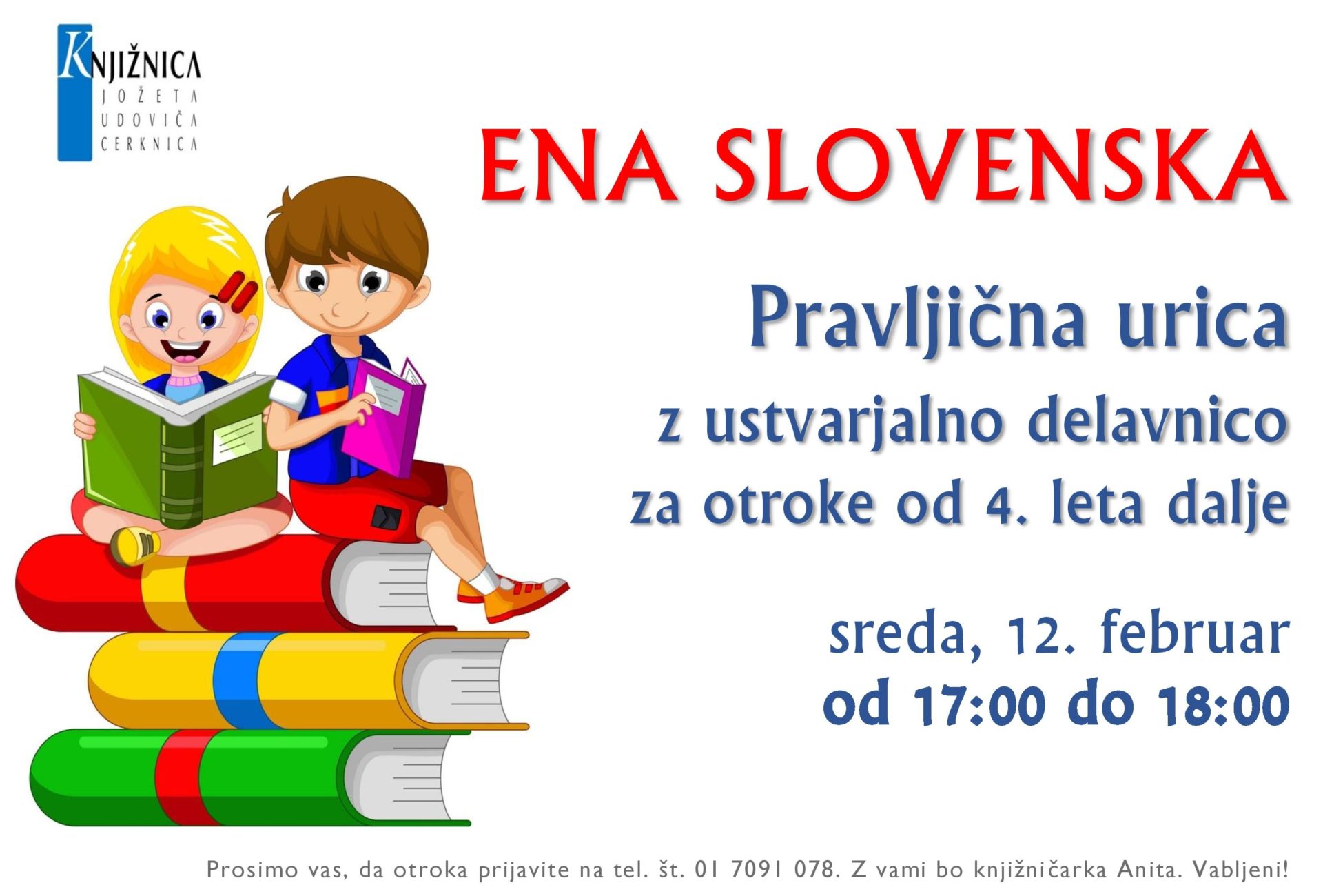 cover - Pravljična urica z ustvarjalno delavnico za otroke od 4. leta dalje – Cerknica