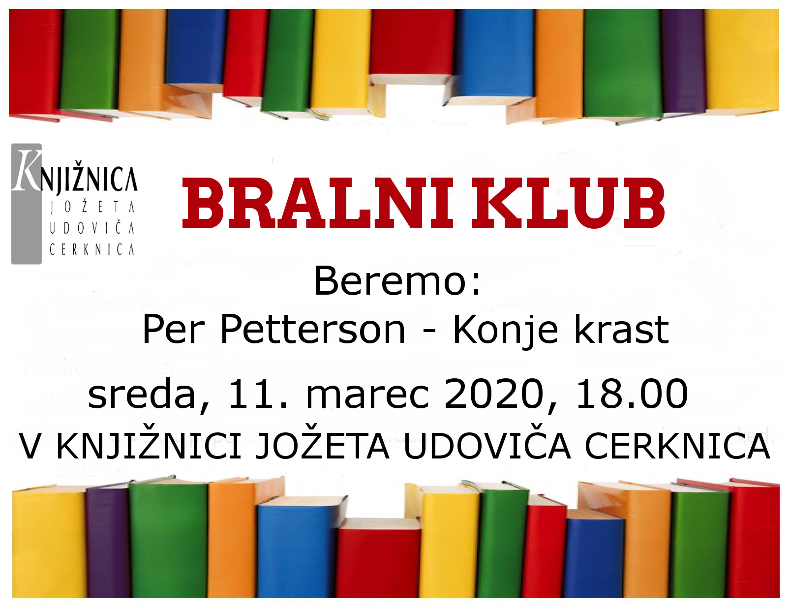 vabilo 7sestanek - ODPOVEDANO - Bralni klub: Per Petterson - Konje krast