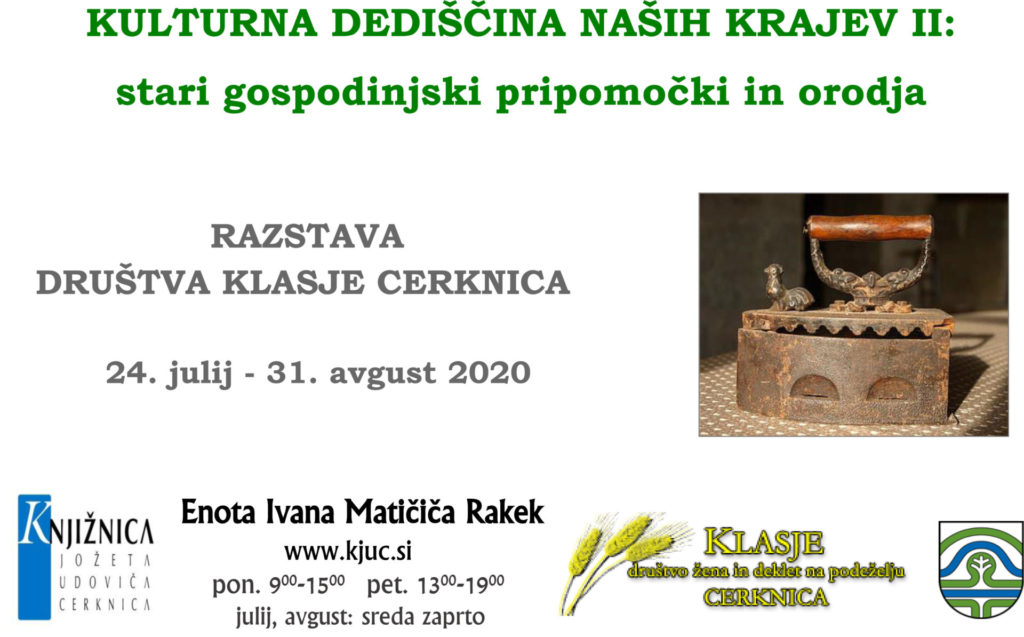 klasje II 1024x637 - Kulturna dediščina naših krajev: stari gospodinjski pripomočki in orodja - razstava Društva Klasje