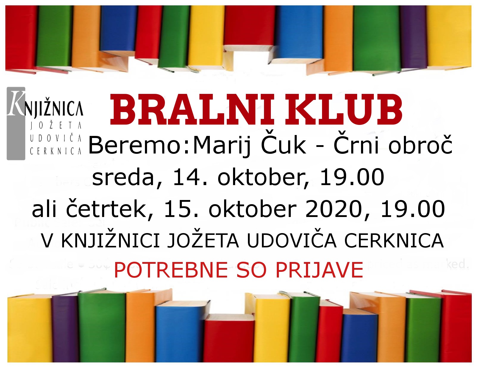 vabilo 2sestanek2 - ODPOVEDANO Bralni klub: Marij Čuk - Črni obroč