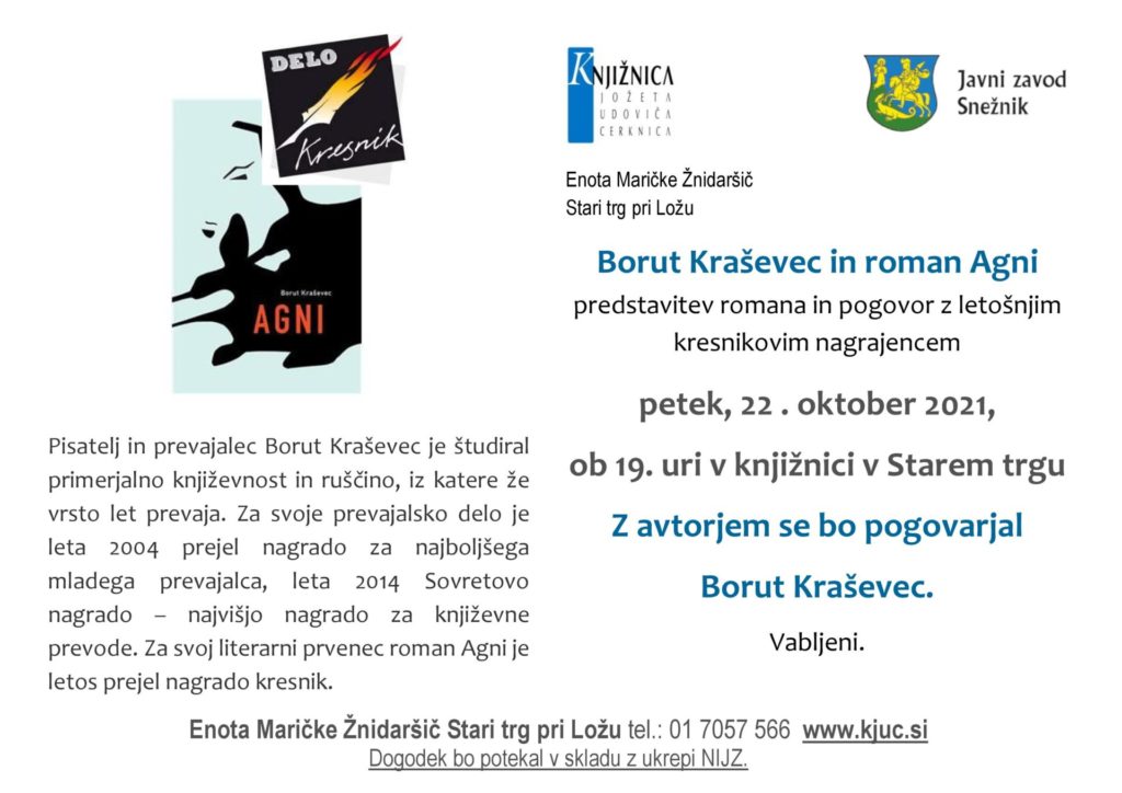 Borut Krasevec.Agni page 001 1024x724 - Borut Kraševec: Agni  - predstavitev romana in pogovor z avtorjem