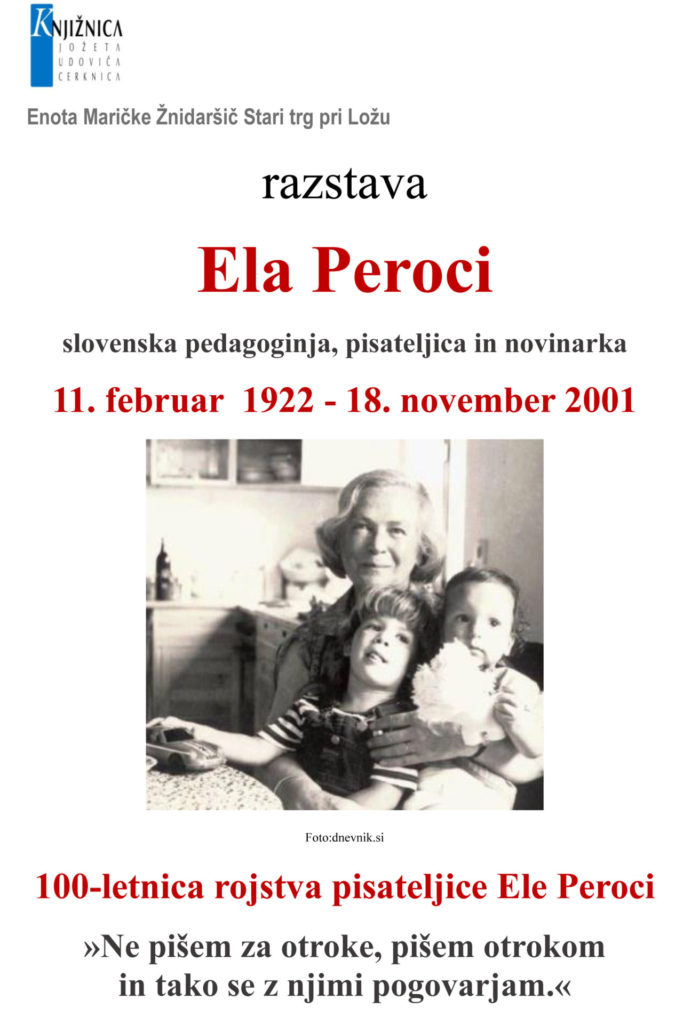 ela 691x1024 - 100-letnica rojstva pisateljice Ele Peroci