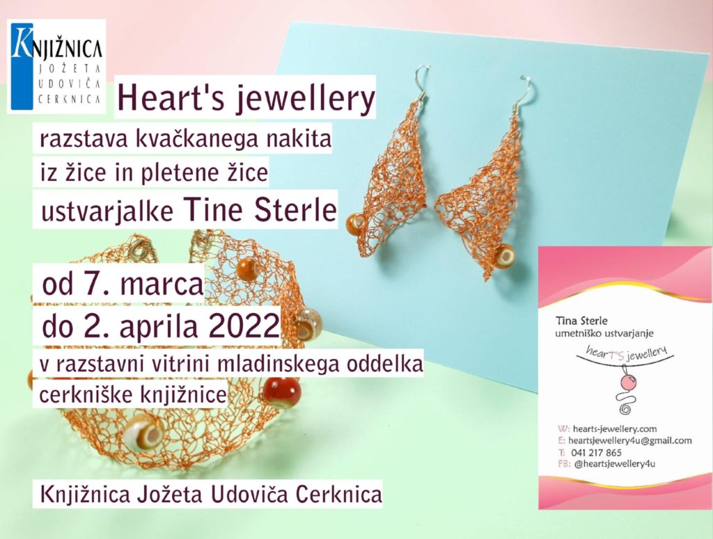 Heartwww 1024x775 - Heart's jewellery - razstava kvačkanega nakita iz žice in pletene žice ustvarjalke Tine Sterle