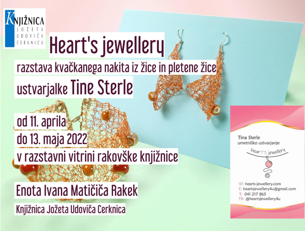 Heart 1024x774 - Heart's jewellery - razstava kvačkanega nakita iz žice in pletene žice ustvarjalke Tine Sterle