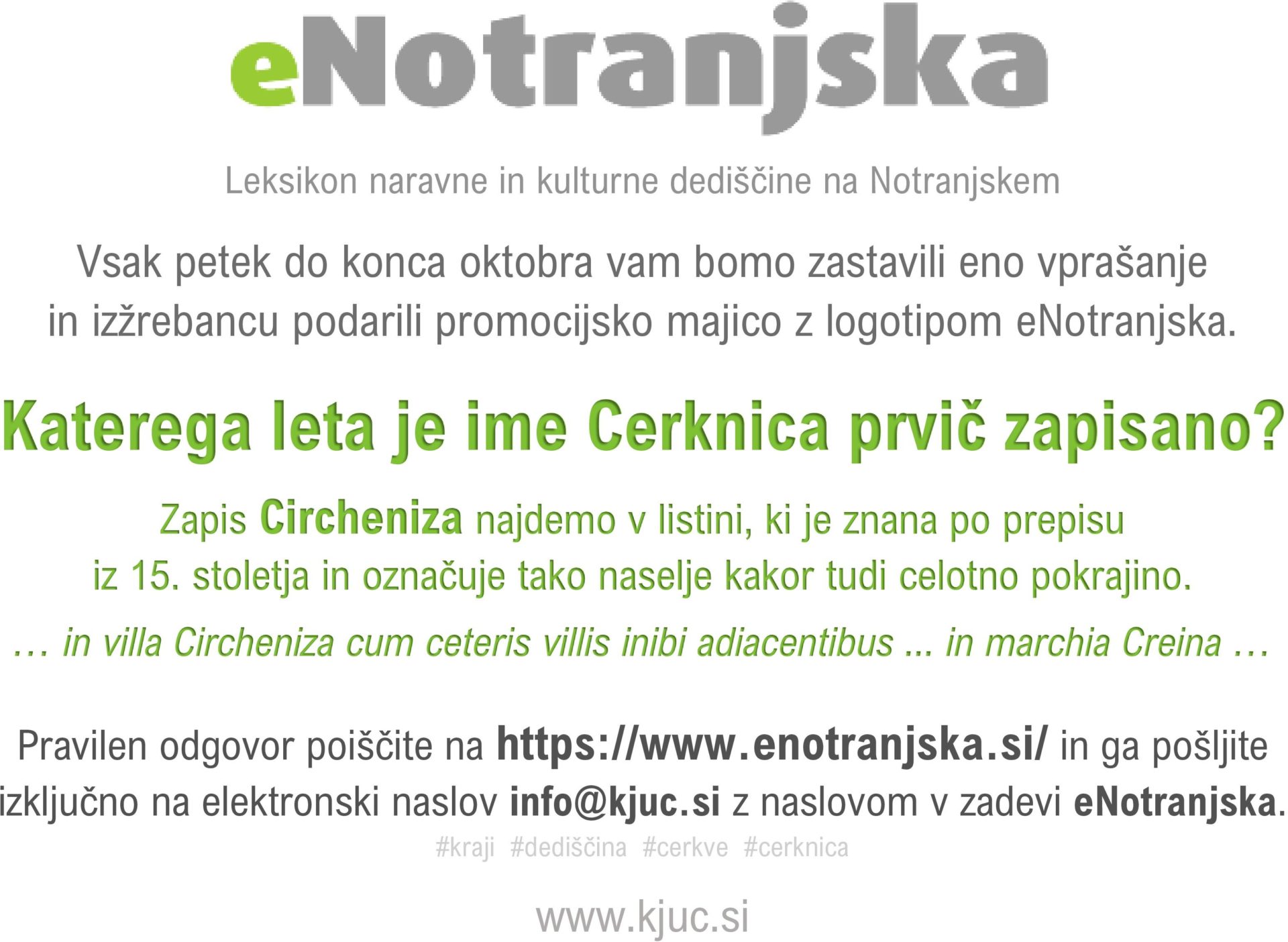 1 Leksikon naravne in kulturne dediscine na Notranjskem page 001 - Nagradna igra eNotranjska
