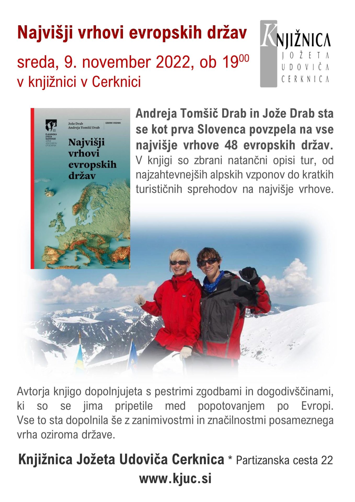 vabilo page 001 - Andreja Tomšič Drab in Jože Drab: Najvišji vrhovi evropskih držav