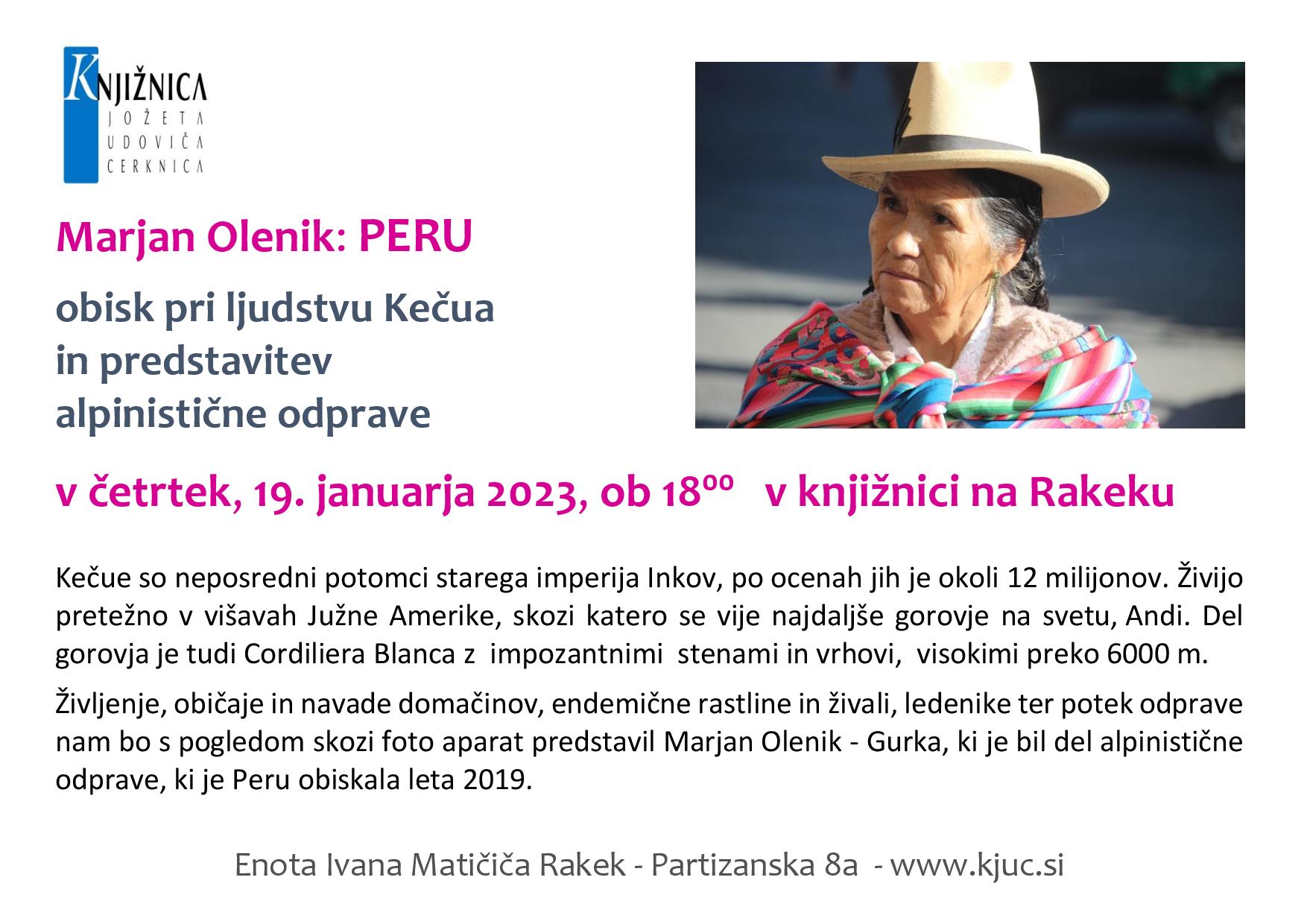 vabilo Peru page 001 - Peru - predavanje Marjana Olenika