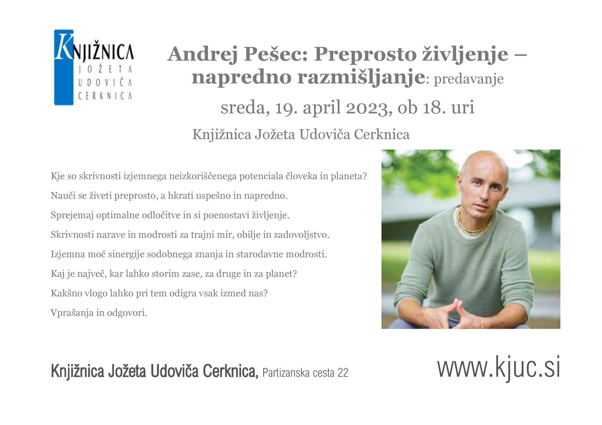 Andrej Pesec page 001 - Andrej Pešec: Preprosto življenje –  napredno razmišljanje: predavanje