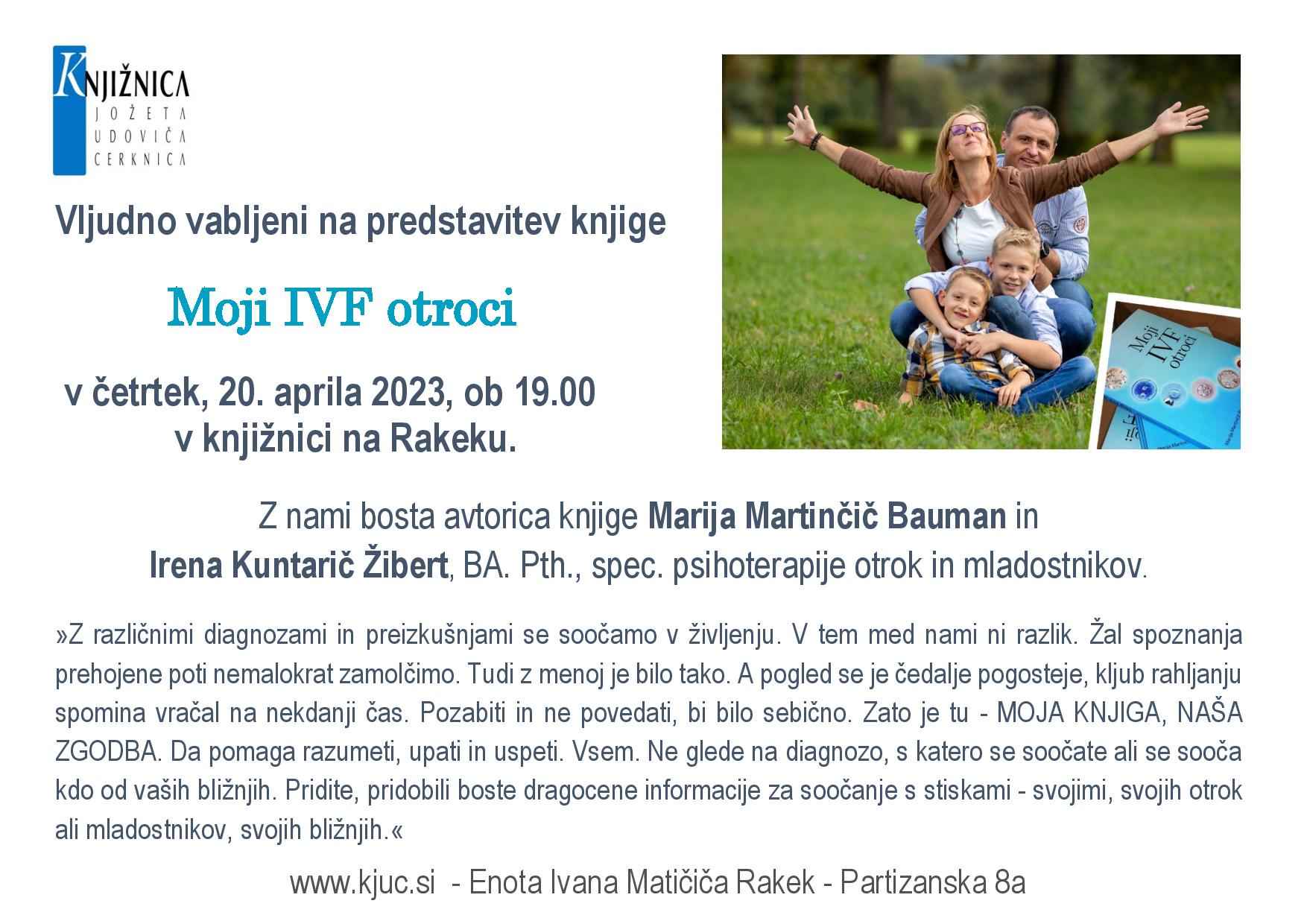 vabilo M B page 001 - Marija Martinčič Bauman: Moji IVF otroci - predstavitev knjige