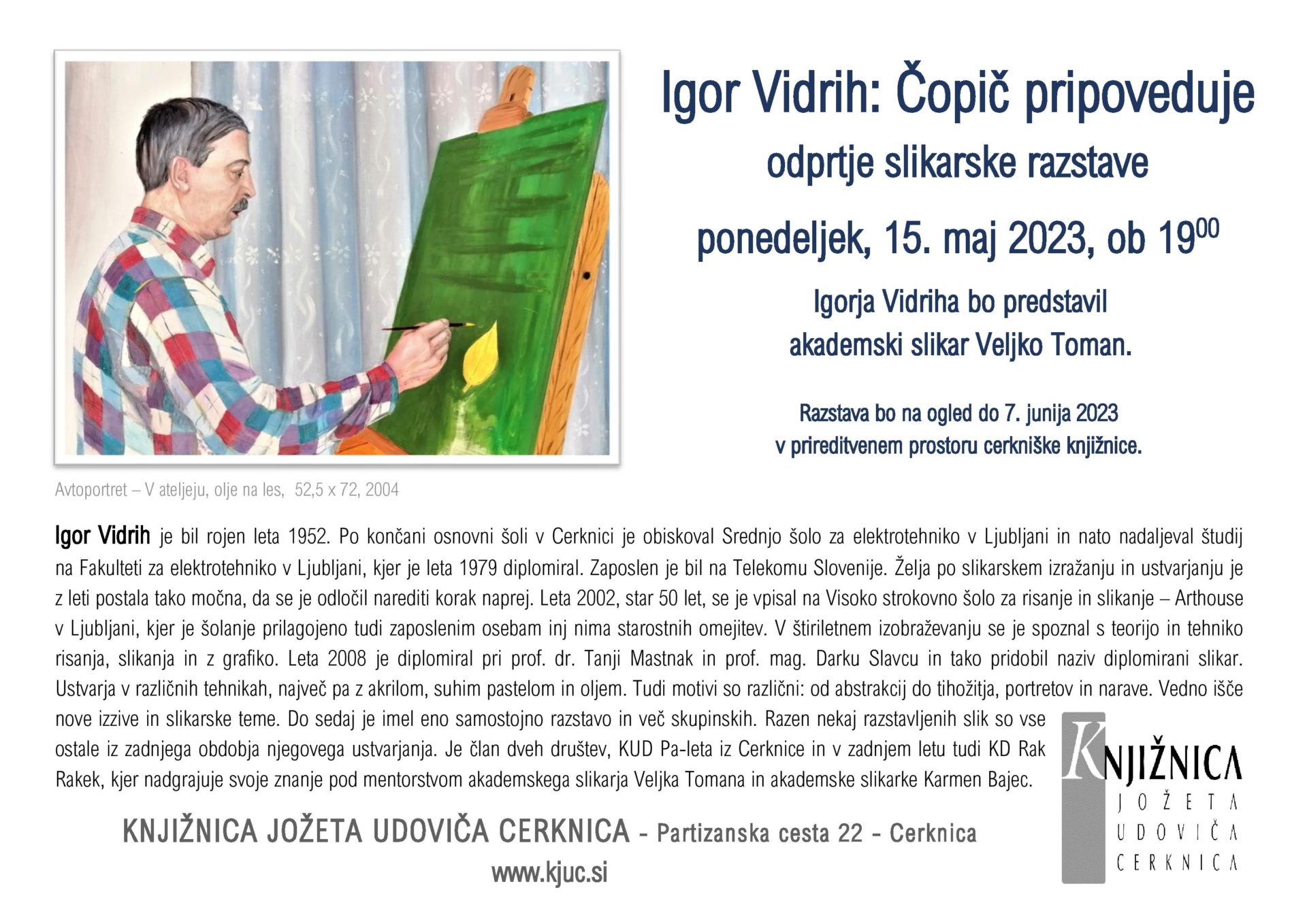 vabilo page 001 1 - Igor Vidrih: Čopič pripoveduje - odprtje slikarske razstave