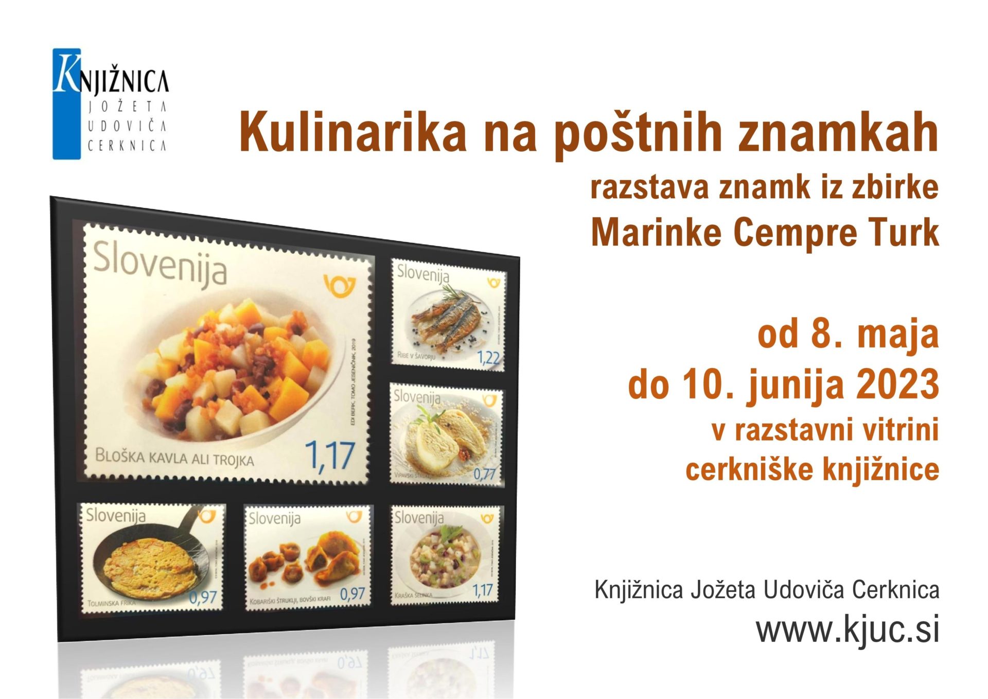 vabilo - Kulinarika na poštnih znamkah razstava znamk iz zbirke Marinke Cempre Turk