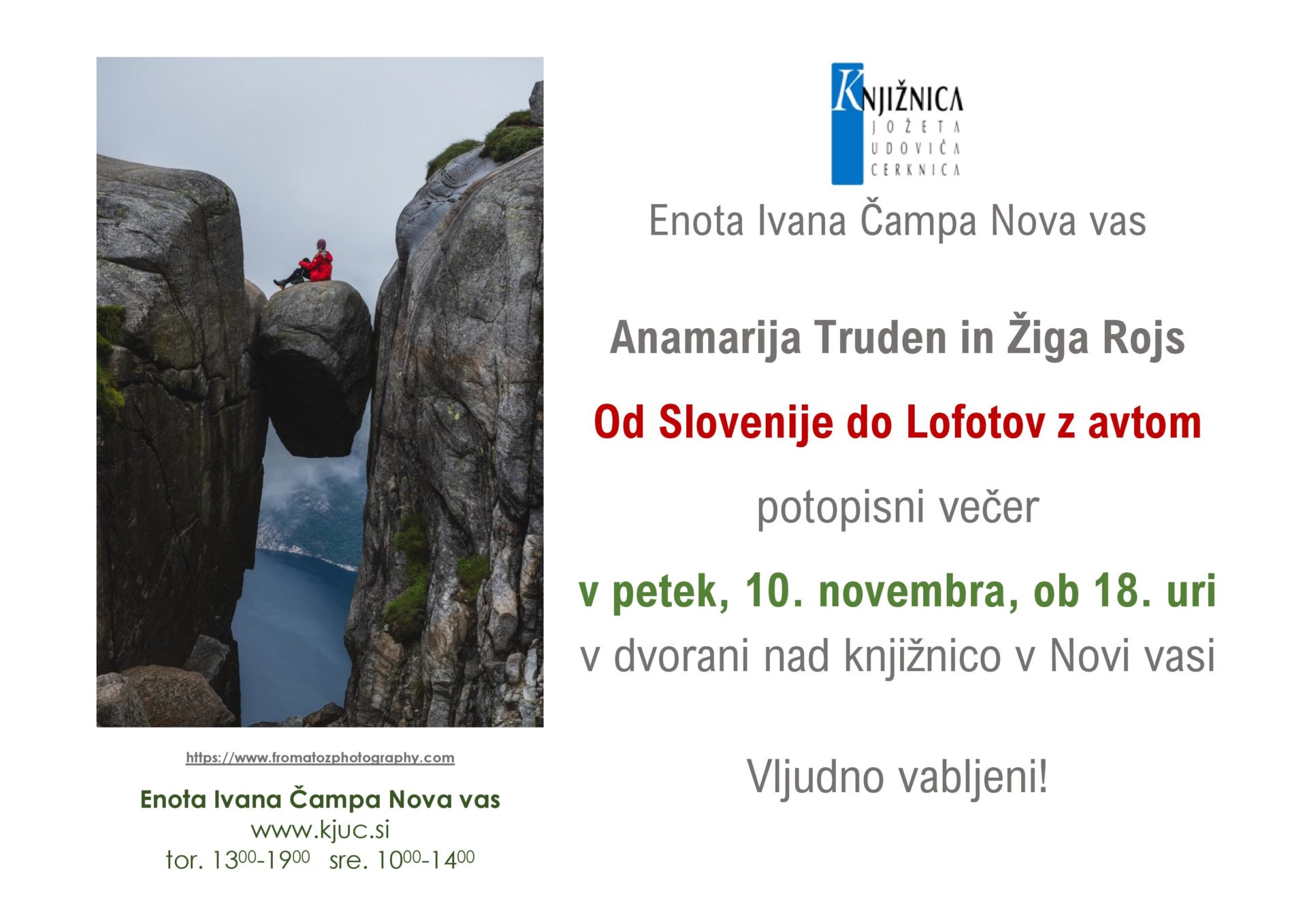 Truden. Rojs page 001 - Anamarija Truden in Žiga Rojs: Od Slovenije do Lofotov z avtom - potopisno predavanje