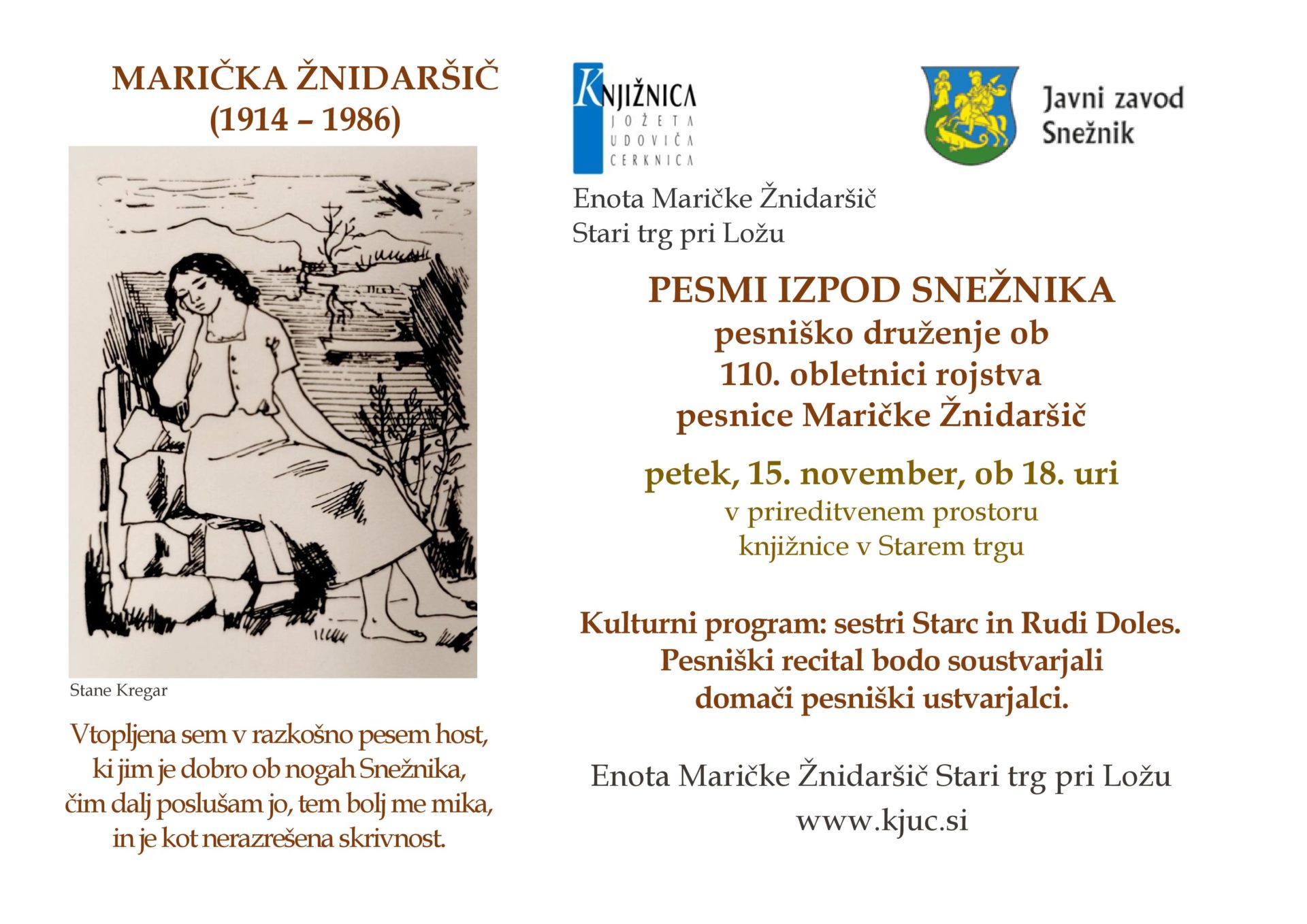 Vabilo. Pesmi izpod Sneznika. MZ page 001 - Dogodki