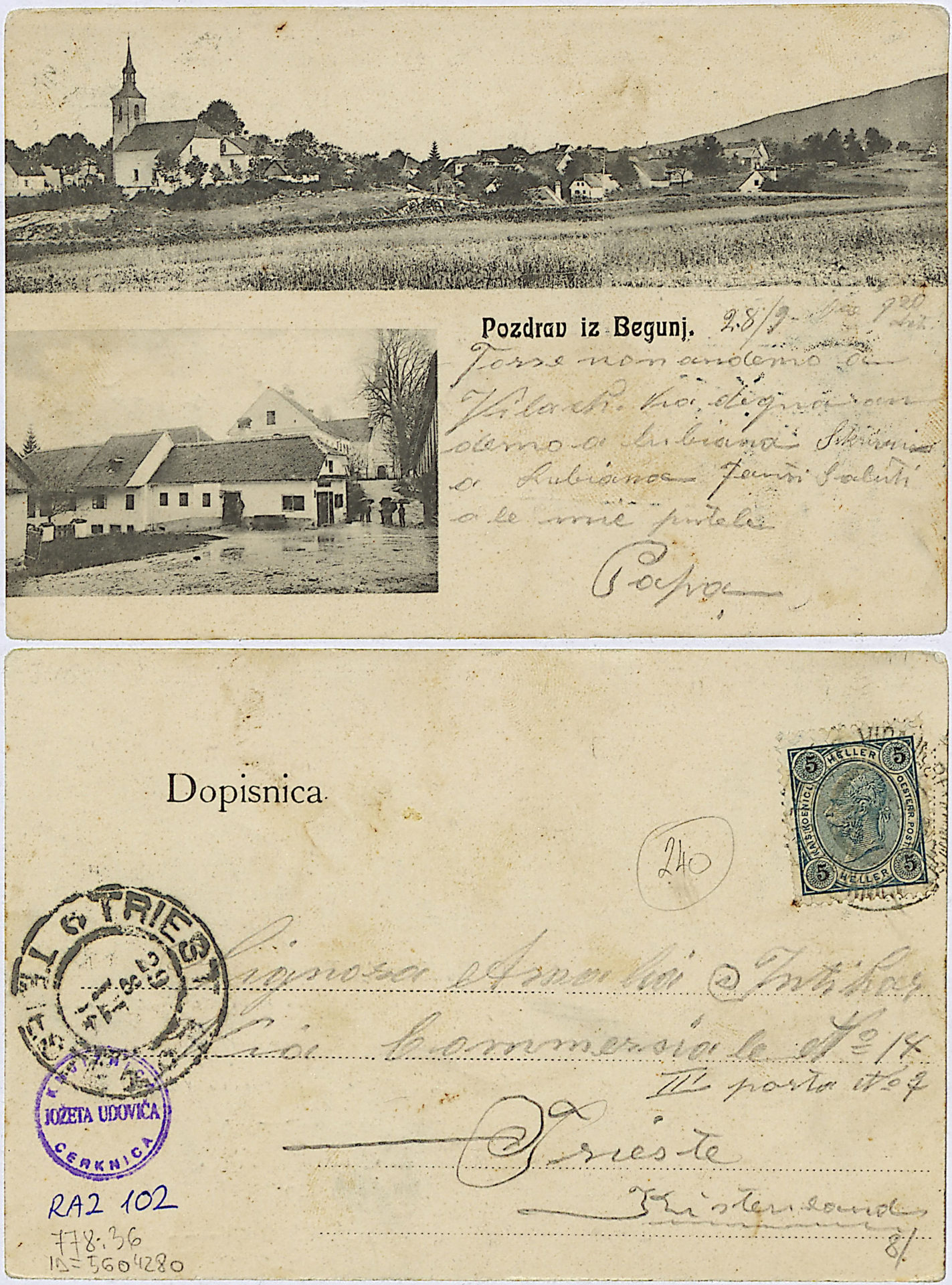 Begunje 1904 0829 5604280 0102 1 - Begunje pri Cerknici