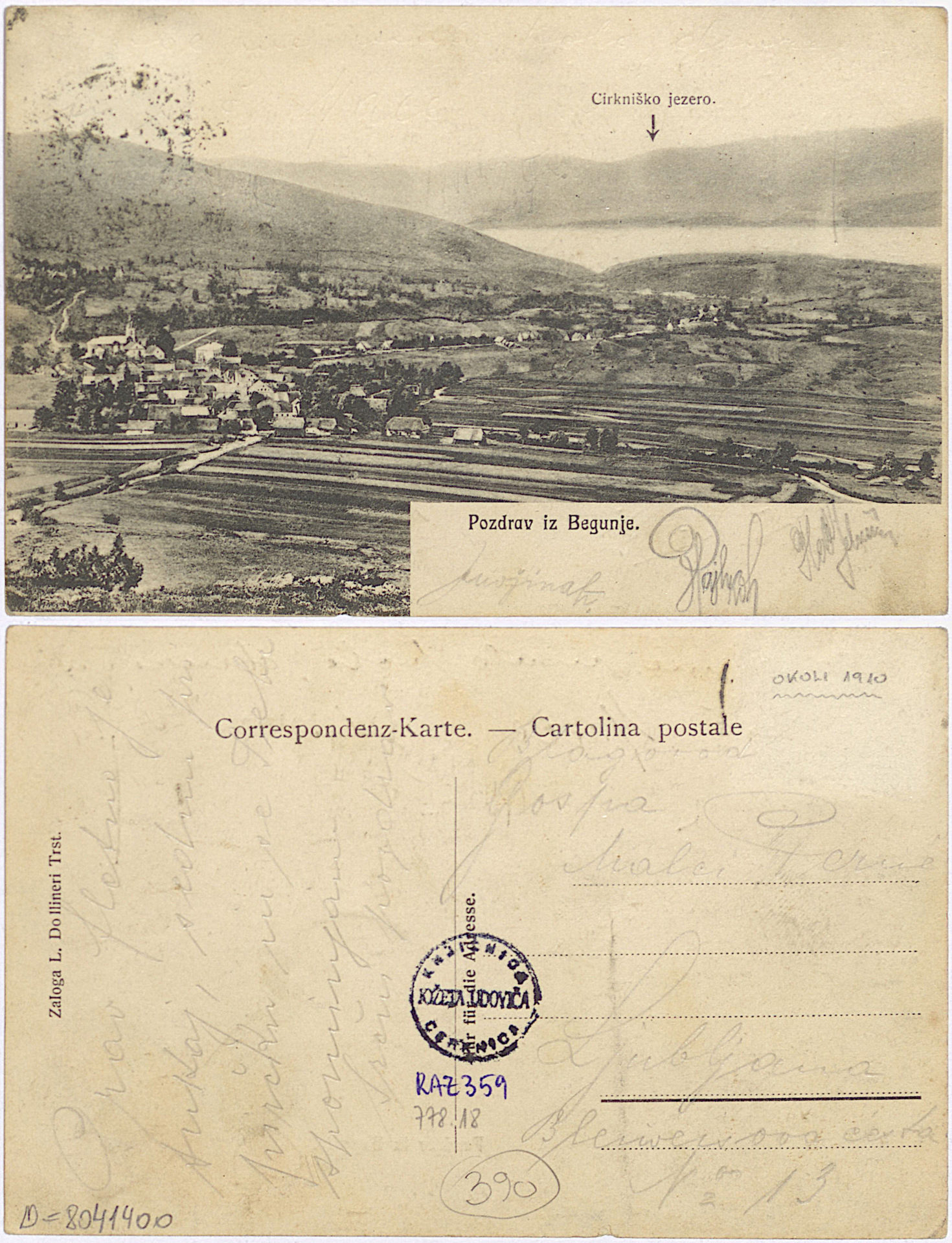 Begunje 1910 0000 8041400 0359 1 - Begunje pri Cerknici